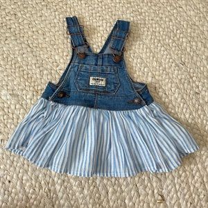 Oshkosh denim overalls blue white striped